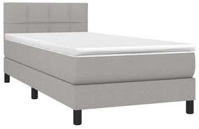 Letto a molle materasso e led grigio chiaro 90x190 cm tessuto