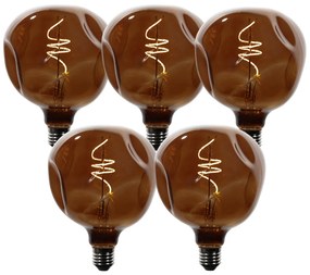 Set di 5 lampadine LED E27 dimmerabili T125 marroni 4W 120 lm 1800K