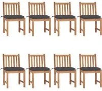 Sedie da Giardino con Cuscini 8 pz in Legno Massello di Teak 3073157