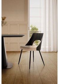 Sedie da pranzo in set nere/color crema in imbottito 2 pz Gilda – MOME