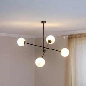 EMIBIG LIGHTING Plafoniera Linear, nero/opale, 4 luci