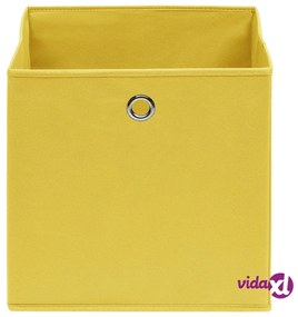 vidaXL Scatole Portaoggetti 4pz Gialle 32x32x32 cm Tessuto