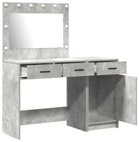Set da toeletta a 2 pezzi con led grigio cemento in legno ingegnerizzato