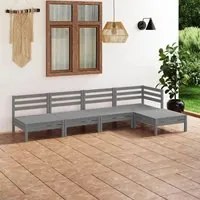 Set Divani da Giardino 5 pz in Legno Massello di Pino Grigio cod mxl 36542