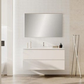 Mobile bagno con lavabo STEP L120 x H60 x P46 cm bianco opaco in mdf 2 cassetti per vasca centrale