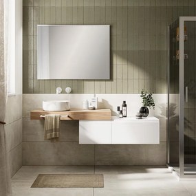 Mobile da bagno sotto lavabo Step bianco opaco L 100.3 x H 30 x P 46 cm 2 cassetti, lavabo non incluso