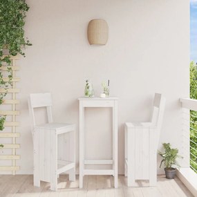 Sgabelli Da Bar 2pz Bianchi 40x48,5x115,5cm Legno Massello Pino /