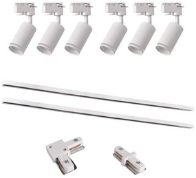 Faretto per sistema a binario PARIGI 6xGU10/10W/230V +2x1 m rotaia sistema