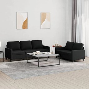 Set Di Divani 2 Pz Con Cuscini Nero İn Tessuto /