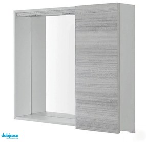 Specchiera Contenitiva "Stella" Da 68 cm C/Un'Anta Color Grigio e Una Cassa In Pvc Bianco