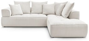 Divano angolare beige (penisola a destra/a L) con rivestimento in ciniglia Whesley – Bobochic Paris