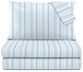 Completo letto matrimoniale righe azzurro