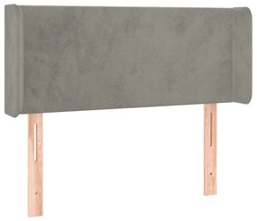 Testiera ad orecchio grigio chiaro 103x16x78/88 cm in velluto