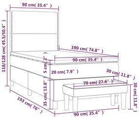 Giroletto a Molle con Materasso Grigio Chiaro 90x190 cm Velluto