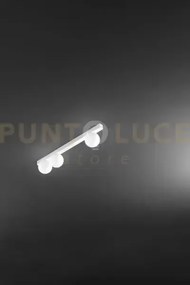 Applique in metallo bianco e vetro bianco acidato snooky 3 luci att...