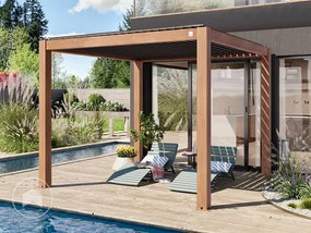 PRIMEYARD Pergola 3x3m, tetto lamellare, look legno - (400115)