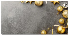Quadro acrilico Palline di Natale con stelle dorate 100x50 cm