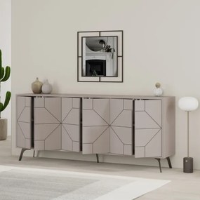 Madia Moderna 6 Ante 183 Cm Design Geometrico Piedi Metallici Dune Tortora