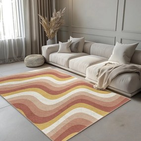 Tappeto giallo ocra e rosa polveroso lavabile 80x150 cm Creamy Strawberry Swirl – Mila Home