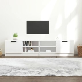 Mobili porta tv 2 pz bianchi 80x35x36,5 cm in legno multistrato