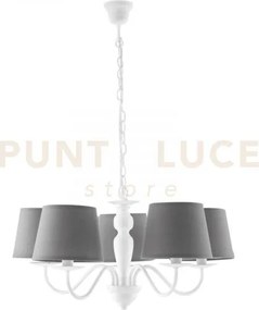 Lampadario favola bianco e grigio 5 luci attacco e14 56x100cm in me...