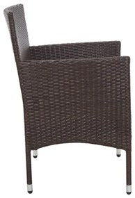 Set Divani da Giardino 4 pz con Cuscini in Polyrattan Marrone