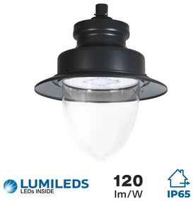 Lampione Stradale 40W LED Lumileds 120lm/w No Flickering Nero Copertura Inclusa Colore  Bianco Caldo 2.700K