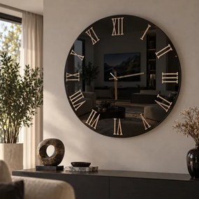 Orologio rotondo da parete LUX D65 cm a specchio fumč e numeri ambra
