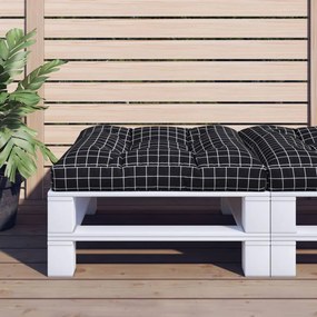 Cuscino per Pallet Motivo a Quadri Nero 80x80x12 cm in Tessuto