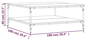 Tavolino Salotto Rovere Marrone 100x100x40 cm Legno Multistrato