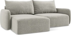 Divano angolare grigio chiaro allungabile/con contenitore (con penisola a sinistra) Kalena – Makamii