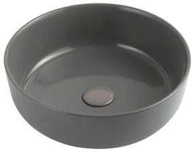Lavabo da appoggio grigio cemento tondo 38,5 cm in ceramica Zelos
