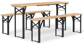 Set tavolo birreria pieghevole 3 pz in legno massello di abete