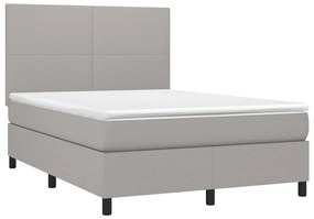 Letto a Molle Materasso e LED Grigio Chiaro 140x200 cm Tessuto