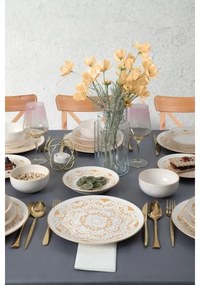 Servizio da tavola 24 pezzi, bianco/oro, in ceramica