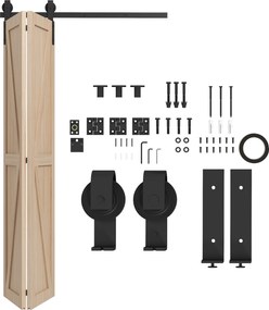 Kit Porta Scorrevole a Libro 122x0.5x4 cm con Binario e Cerniere in Acciaio al Carbonio Nero...