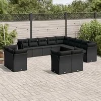 Set Divani da Giardino 13pz con Cuscini Nero in Polyrattancod mxl 88391