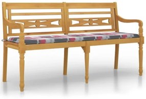 Panchina Batavia con Cuscino Motivo rosso 150 cm Massello Teak