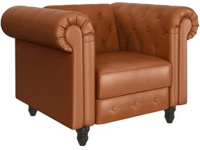 Poltrona chesterfield in similpelle marrone cognac Felix - Støraa