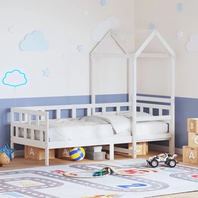 Dormeuse Con Tetto 90x190 Cm Bianco İn Legno Massello Di Pino /