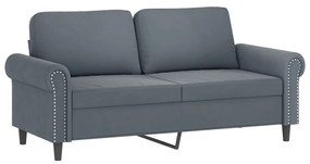 Set di divani 3 pz con cuscini grigio scuro in velluto