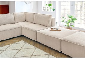 Divano a U angolare in velluto a coste variabile crema Nihad modular - Bobochic Paris