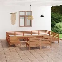 Set Divani da Giardino 12 pz Miele in Legno Massello di Pino cod mxl 40862