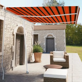 Tenda Da Sole Retrattile Manuale 350x250 Cm Arancione E Marrone /