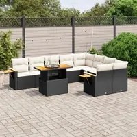 Set Divani da Giardino 10pz con Cuscini in Polyrattan Nero 3273674