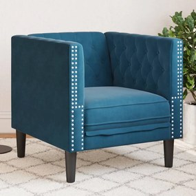 Poltrona Chesterfield Blu İn Velluto /
