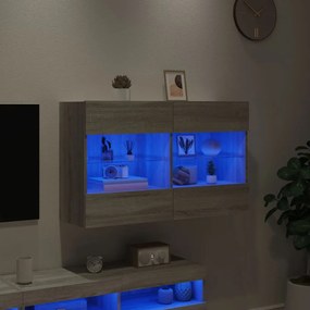 Mobile tv a parete con luci led grigio sonoma 98,5x30x60,5 cm