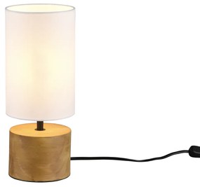 Lampada da tavolo bianca base legno 30 cm Woody Trio