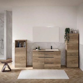 Mobile sottolavabo e lavabo Solid per vasca a destra rovere sable L 120 x H 92 x P 51 cm, 1 anta 4 cassetti