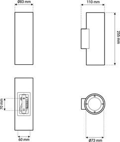 Applique Cilindrica in Cemento Chiaro GU10 IP65 Bidirezione - NOVILUMIO